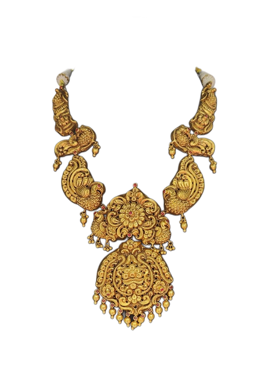 Majestic Peacock Temple Gold Necklace – Royal Heritage Bridal Jewellery